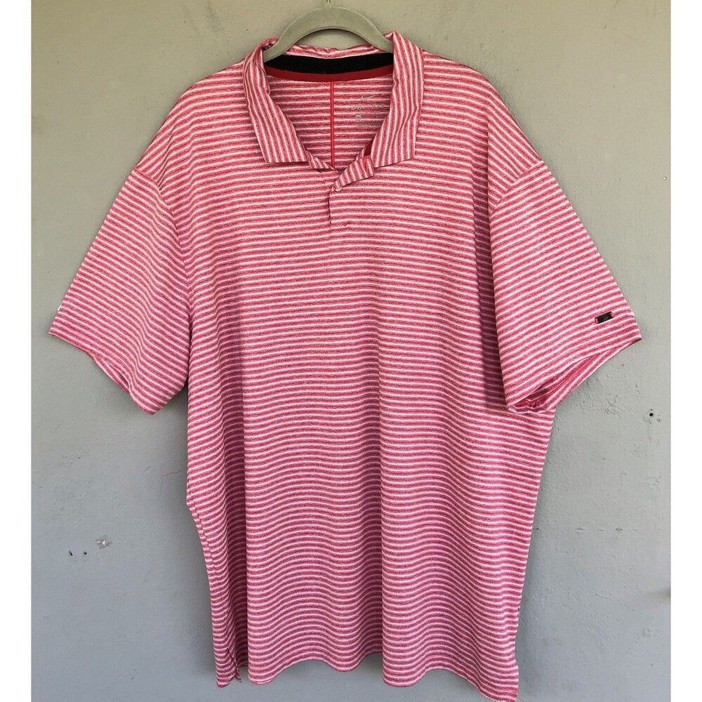 Tiger Woods Nike Polo Shirt Men XL Pin Striped TW Collection Performance Stretch
